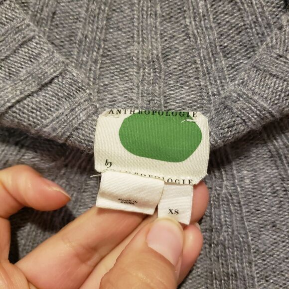 WOMENS ANTHROPOLOGIE GRAY KNIT DRESS WITH YELLOW TRIM SIZE X SMALL - Picture 7 of 8